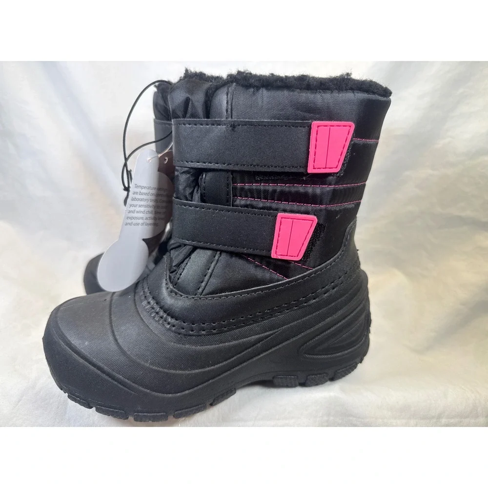 Wonder Nation Kids Black Pink Winter Snow Boots -5F Rated Size 12 NEW